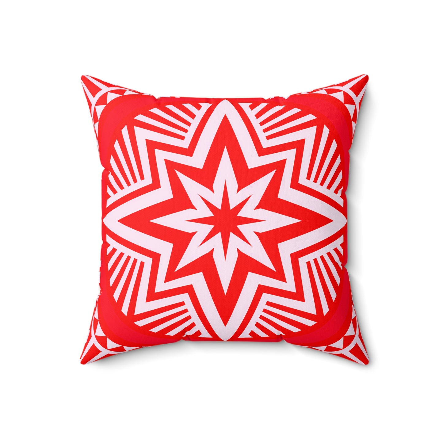 Read and White Bold Geometric Star Decorative Pillow, Modern Home Decor, Accent Cushion, Gift for Her, Festive Holiday Pillow
