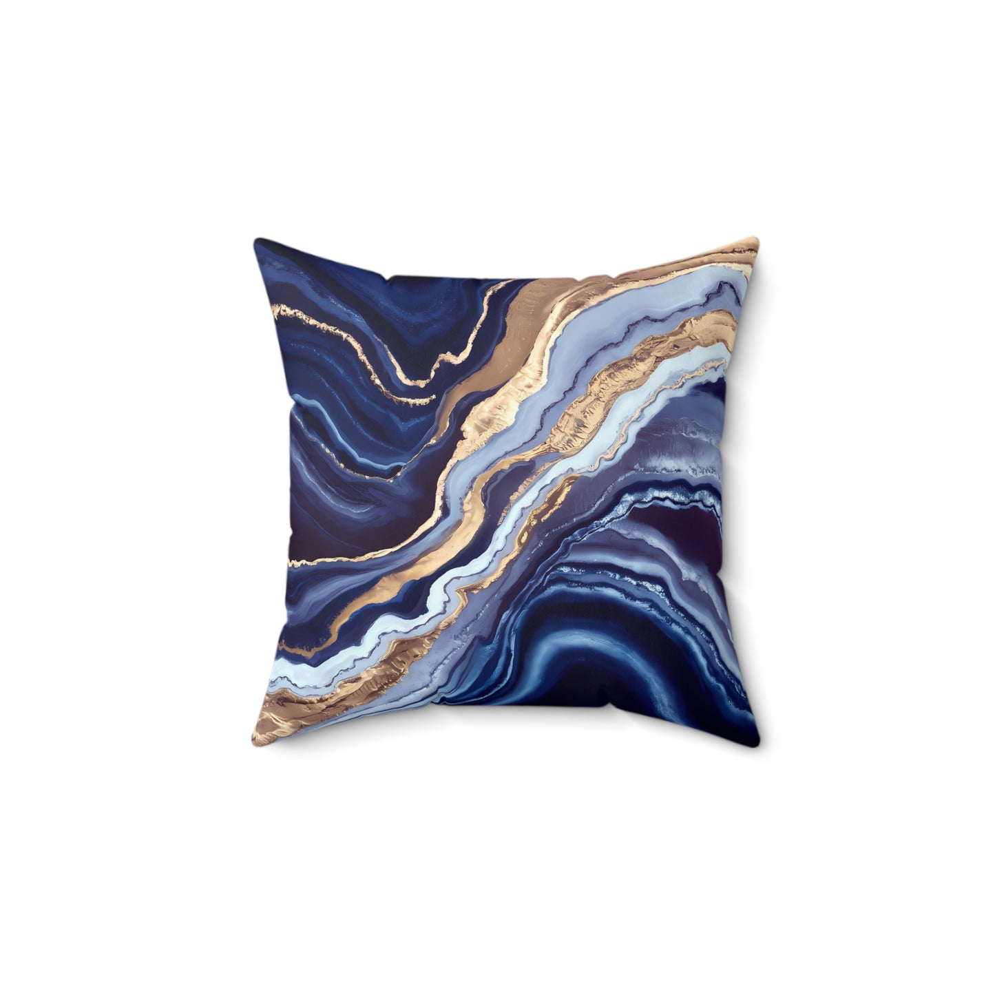 Geode Layers Square Pillow, Blue White Gold Abstract Natural Beauty Home Decor, Throw Pillow, Accent Pillow, Living Room Decor, Bedroom - LOLA VEGAS ART