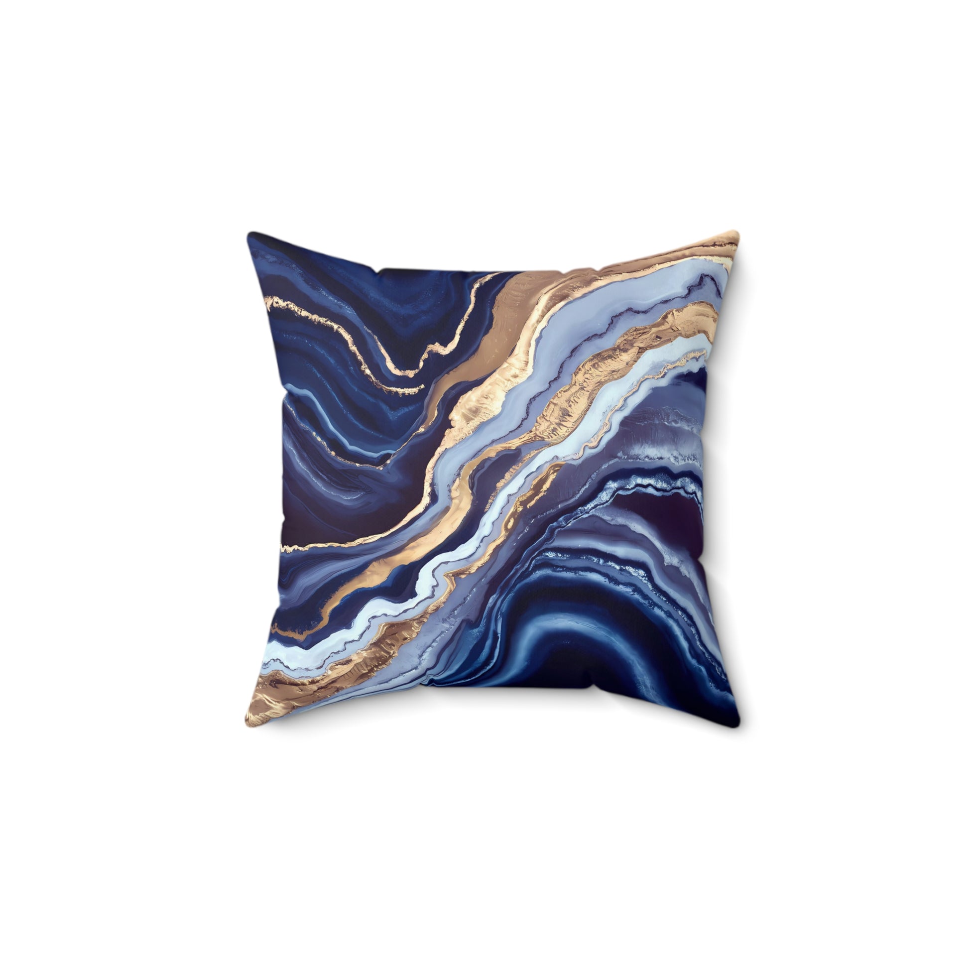 Geode Layers Square Pillow, Blue White Gold Abstract Natural Beauty Home Decor, Throw Pillow, Accent Pillow, Living Room Decor, Bedroom - LOLA VEGAS ART
