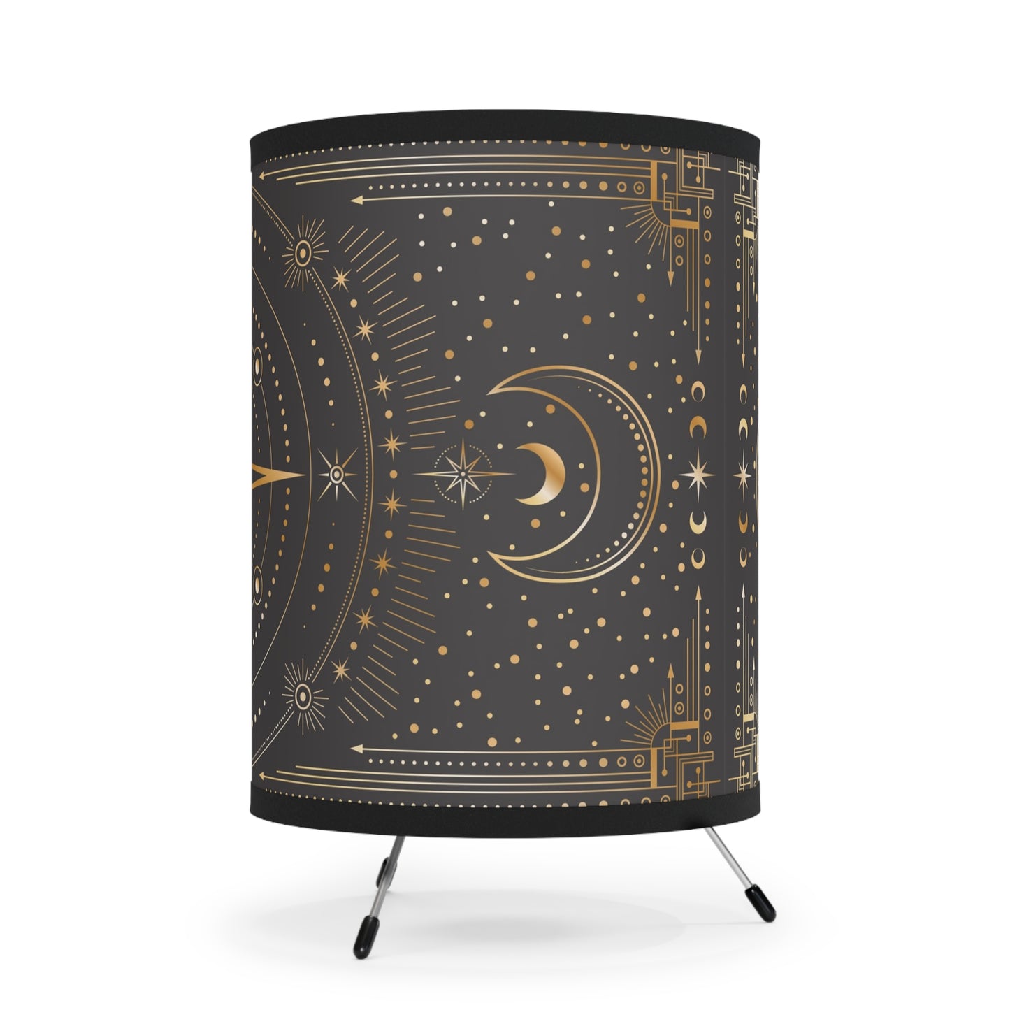 Table Lamp, Black and Gold Stars Retro Tripod Lamp, Eclectic Home Decor, US\Ca Plug. Living Room, Bedroom Accessories - LOLA VEGAS ART