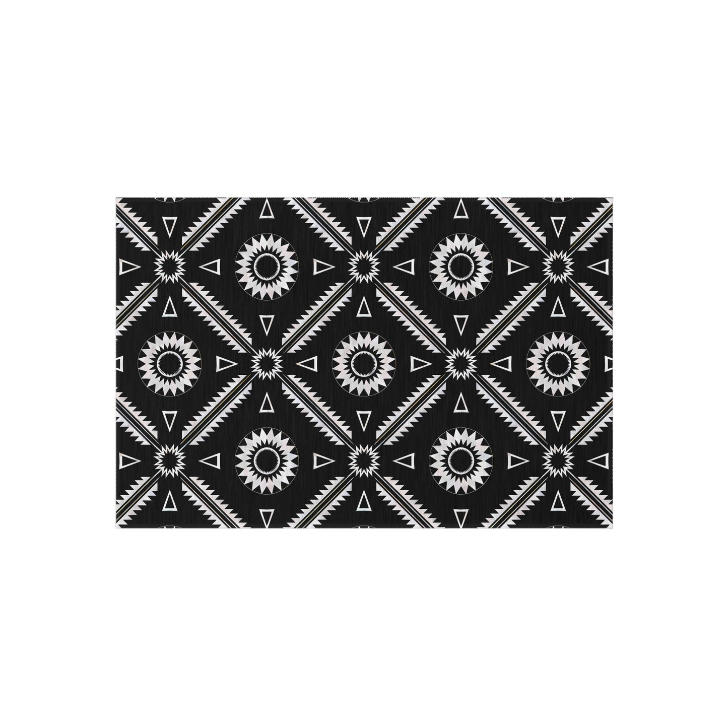 Black and White Southwestern Stylish Outdoor Rug for Patios, Boho Home Decor, Deck Mat, Garden Accent Rug, All-Weather Area Rug - LOLA VEGAS ART
