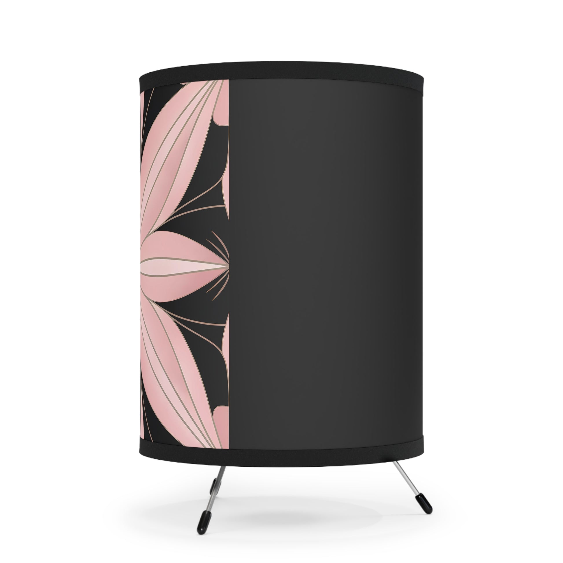 Table Lamp, Pink Art Deco Flower Hollywood Regency, Art Nouveau Home Decor, Tripod lamp with High-Res Printed Shade, US/CA Plug - LOLA VEGAS ART