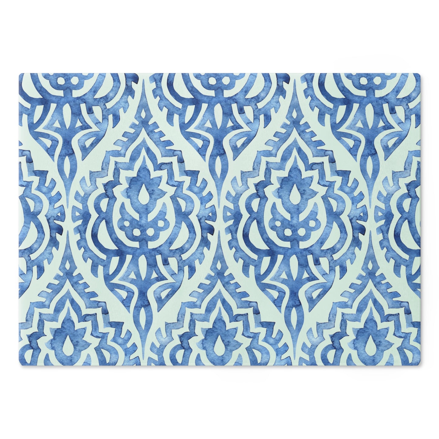 Elegant Blue Patterned Cutting Board, Unique Kitchen Decor, Housewarming Gift, Artisan Serving Board, Wedding Gift, Functional Art - LOLA VEGAS ART