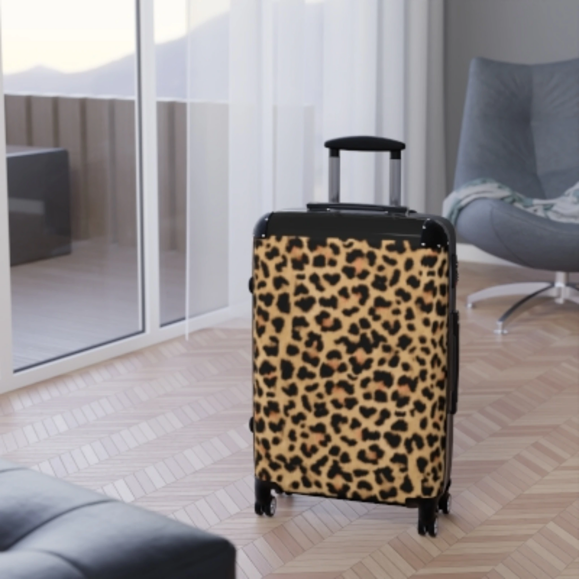 Leopard Print Suitcases in three sizes. - LOLA VEGAS ART