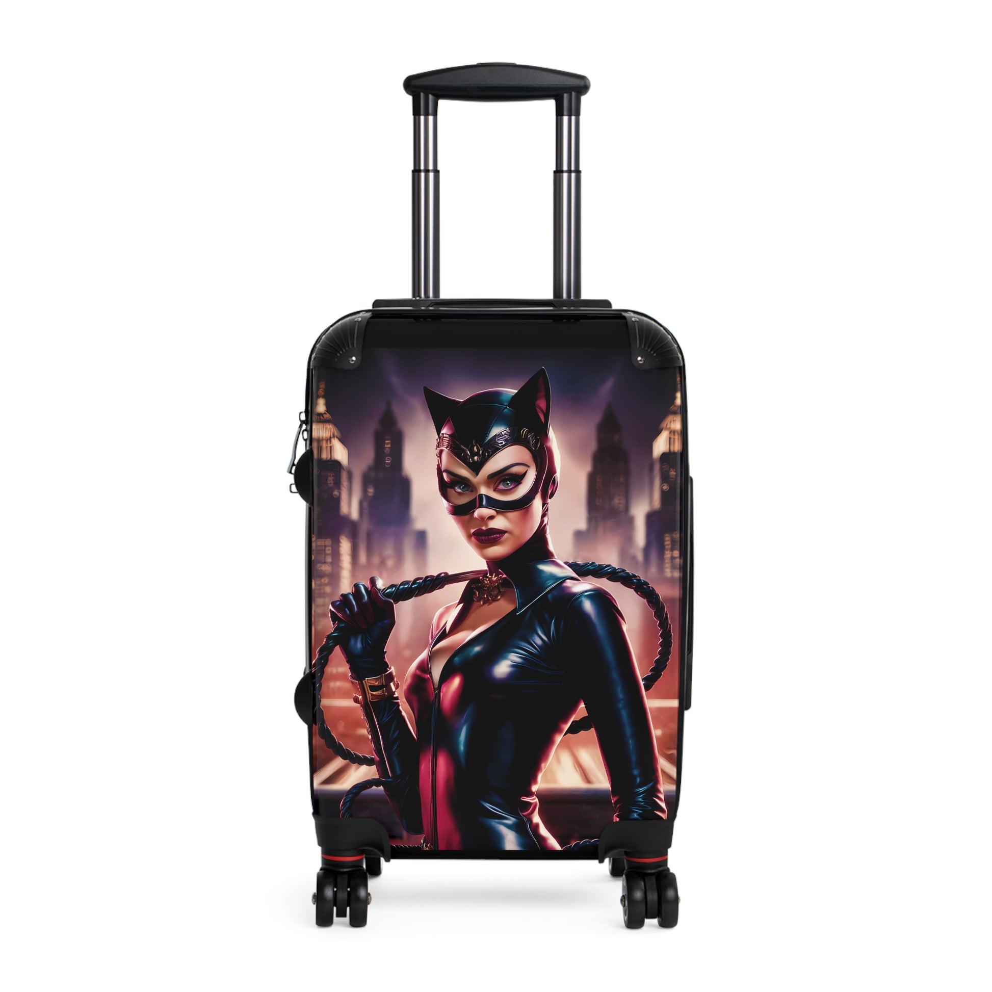 Catwoman Suitcase, Luggage, Travel Bags - Retro Vintage Style Wanderlust Adventure Organizer, Weekend Getaway Bag, Honeymoon Travel - LOLA VEGAS ART