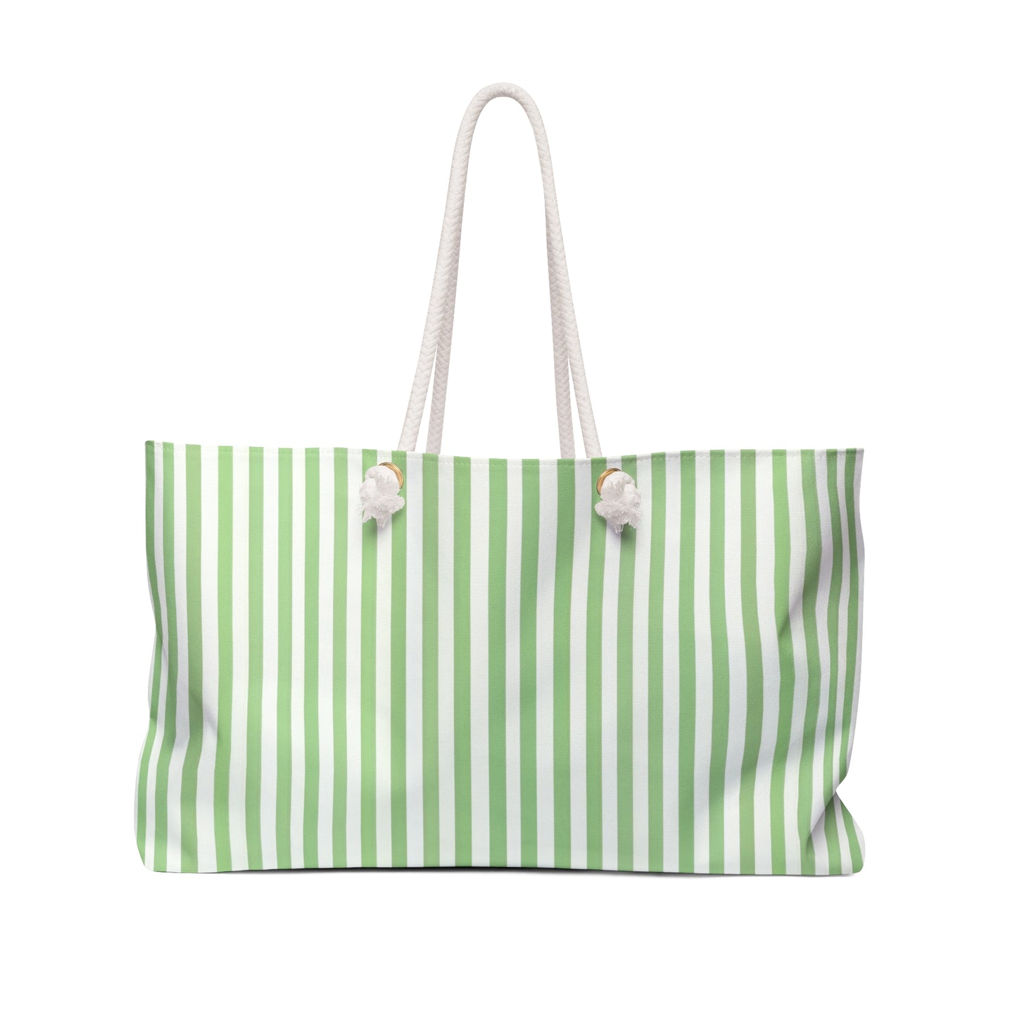 Striped Green and White Weekender Bag, Stylish Travel Tote, Beach Bag, Gym Bag, Eco-Friendly Weekender, Perfect for Getaways - LOLA VEGAS ART