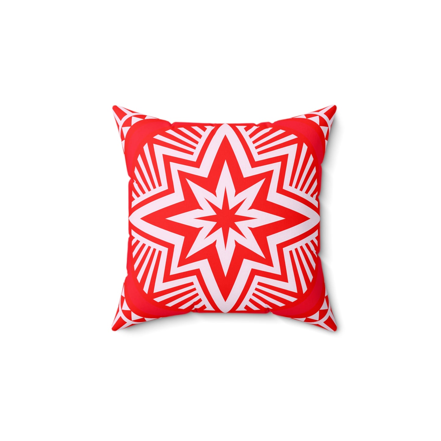 Read and White Bold Geometric Star Decorative Pillow, Modern Home Decor, Accent Cushion, Gift for Her, Festive Holiday Pillow