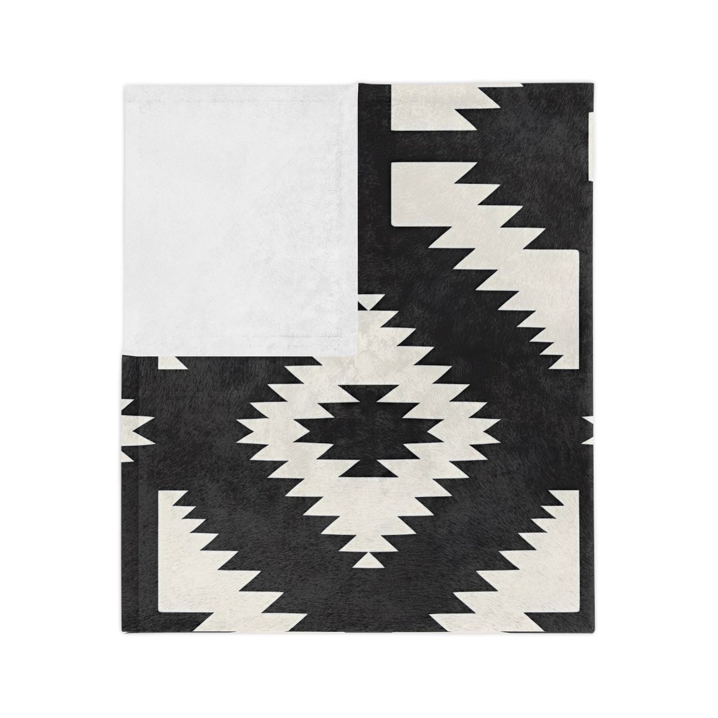 Geometric Pattern Velveteen Blanket, Cozy Microfiber Throw, Modern Home Decor, Rustic Couch Comfort, Black and White Warmth - LOLA VEGAS ART