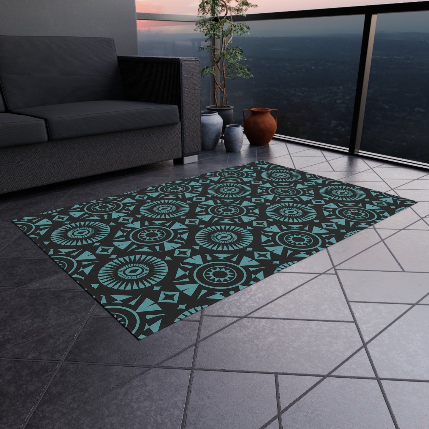 Stylish Outdoor Rug for Patios, Boho Decor, Summer Gatherings, Garden Parties, and More - LOLA VEGAS ART