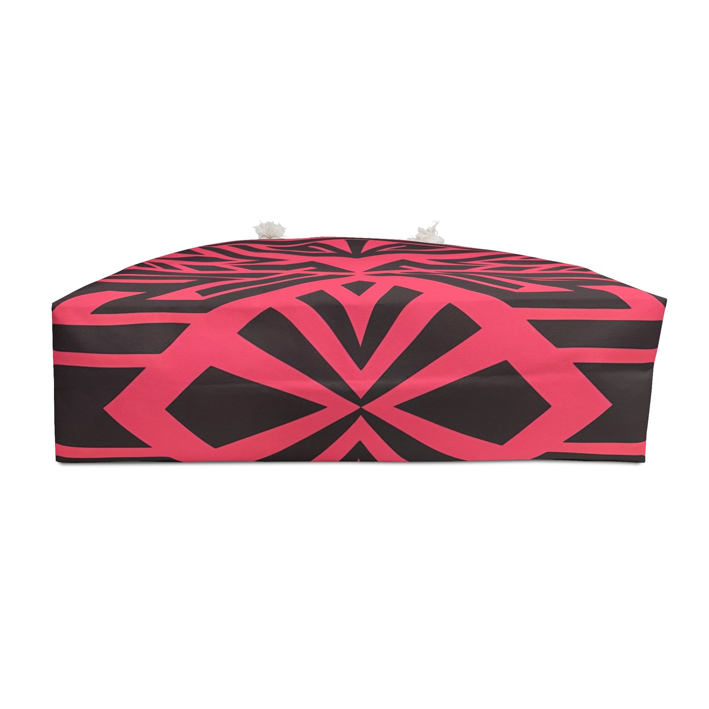 Boho Tribal Oversized Weekender Bag - Black Southwest Design on Pink-Red Background, Travel Accessory - LOLA VEGAS ART