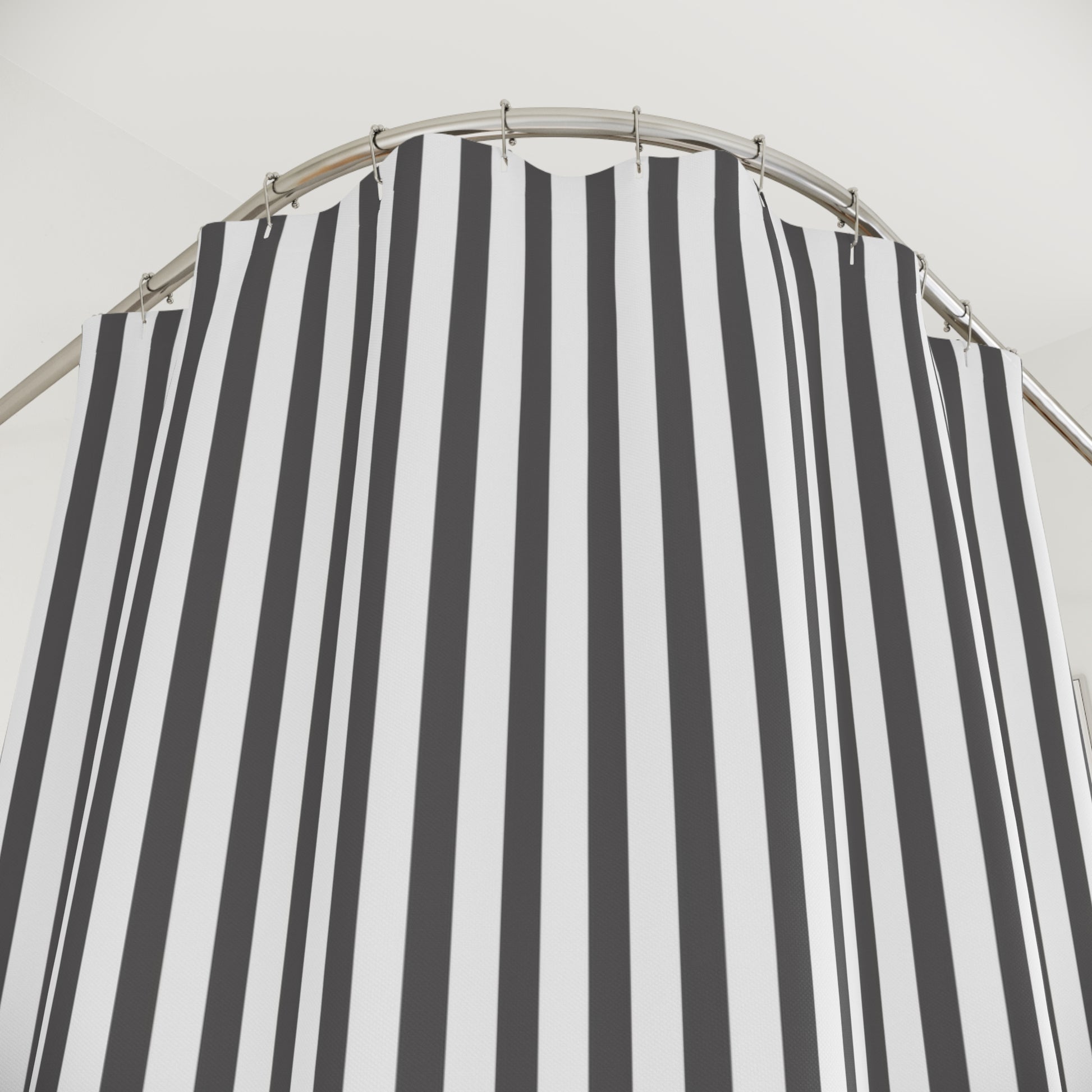 Modern Minimalist Striped Shower Curtain, Bath Decor, Bathroom Makeover, Gift for Home, Gray White Stripe, Stylish Bath, Gift For Him - LOLA VEGAS ART