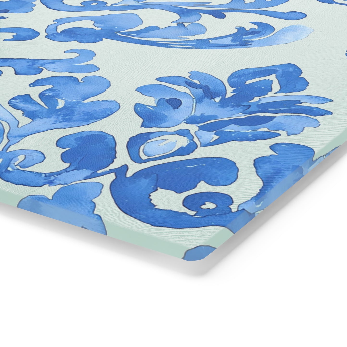 Elegant Floral Cutting Board, Kitchen Decor, Gift for Chefs, Wedding Gift, Serving Tray, Blue Damask Design - LOLA VEGAS ART