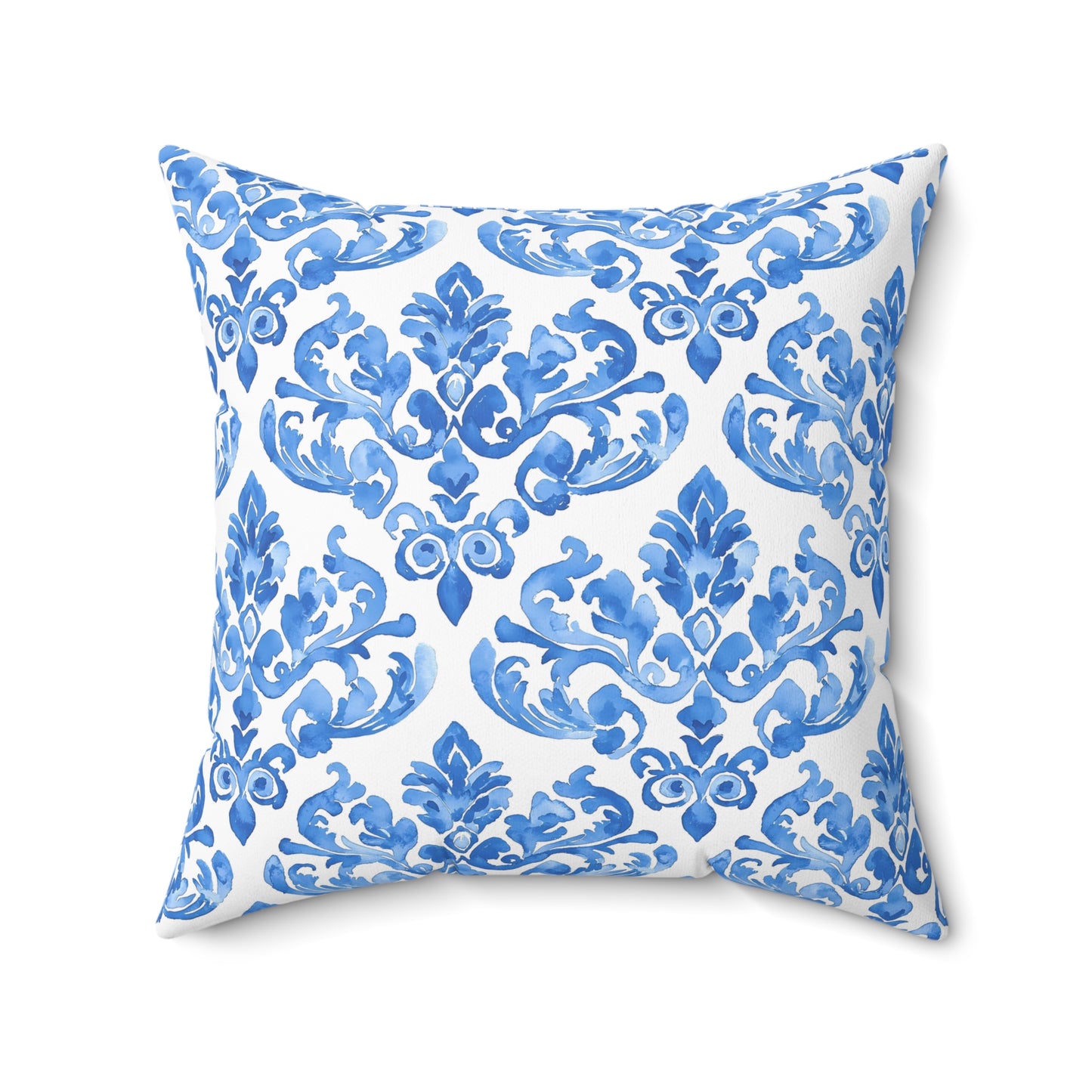 Blue Floral Damask Pillow - Cozy Home Decor, Decorative Couch Cushion, Luxurious Throw Pillow, Elegant Gift for Her, Living Room Accent - LOLA VEGAS ART