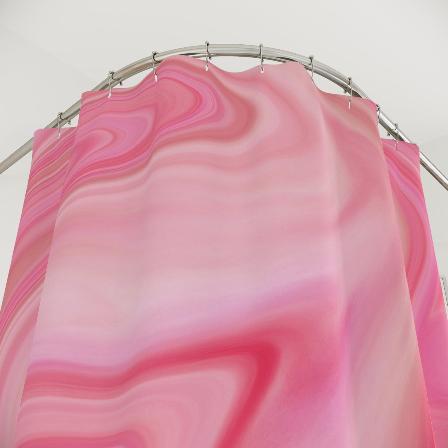 Abstract Pink Shower Curtain, Bohemian Bathroom Decor, Modern Home Accessory, Gift for Her, Relaxing Oasis, Pink and Whiet Swirl