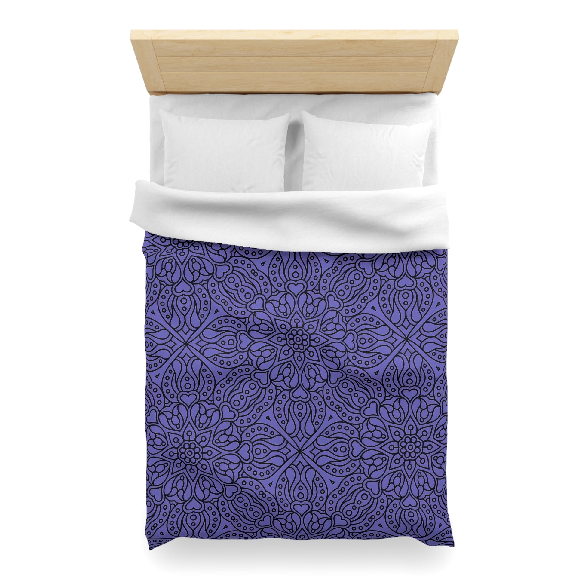 Bohemian Microfiber Duvet Cover - Cozy Bedding, Purple Floral Design, Bedroom Decor, Home Accents, Gift for Her, Festival Style - LOLA VEGAS ART