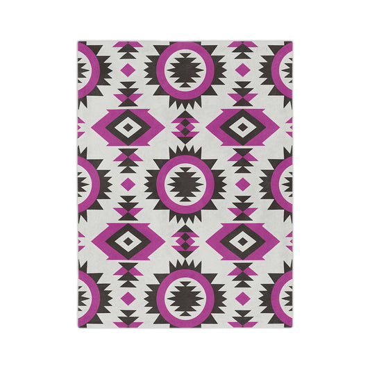 Geometric Pattern Velveteen Microfiber Blanket - Cozy Home Decor, Gift for Friends, Bohemian Style, Halloween, Layering - LOLA VEGAS ART