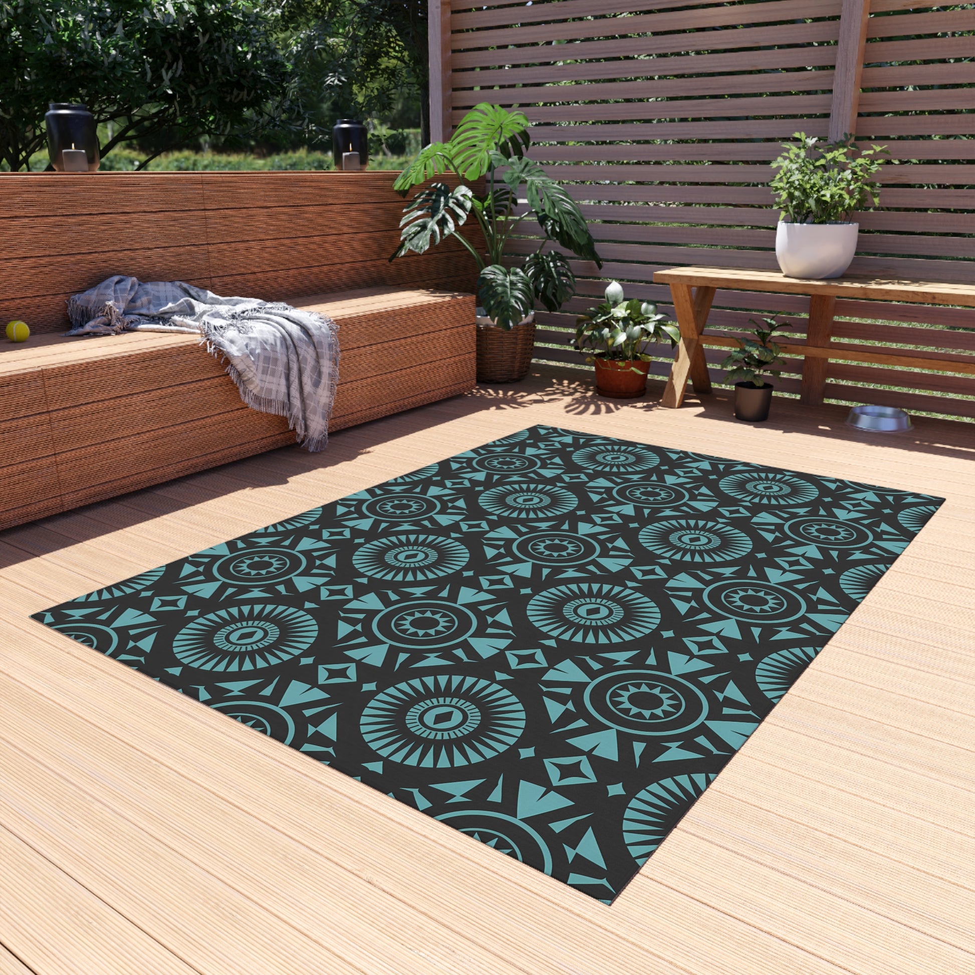 Stylish Outdoor Rug for Patios, Boho Decor, Summer Gatherings, Garden Parties, and More - LOLA VEGAS ART