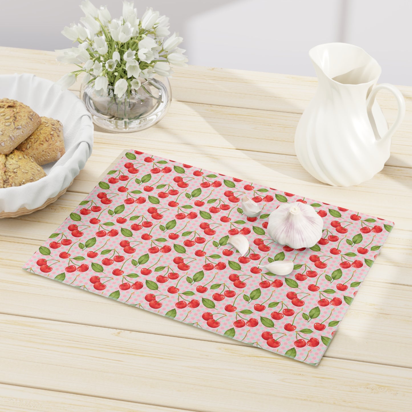 Charming Cherry Pattern Cutting Board, Kitchen Decor, Gift for Chefs, Wedding Gift, Housewarming Essentials, Summer BBQ - LOLA VEGAS ART