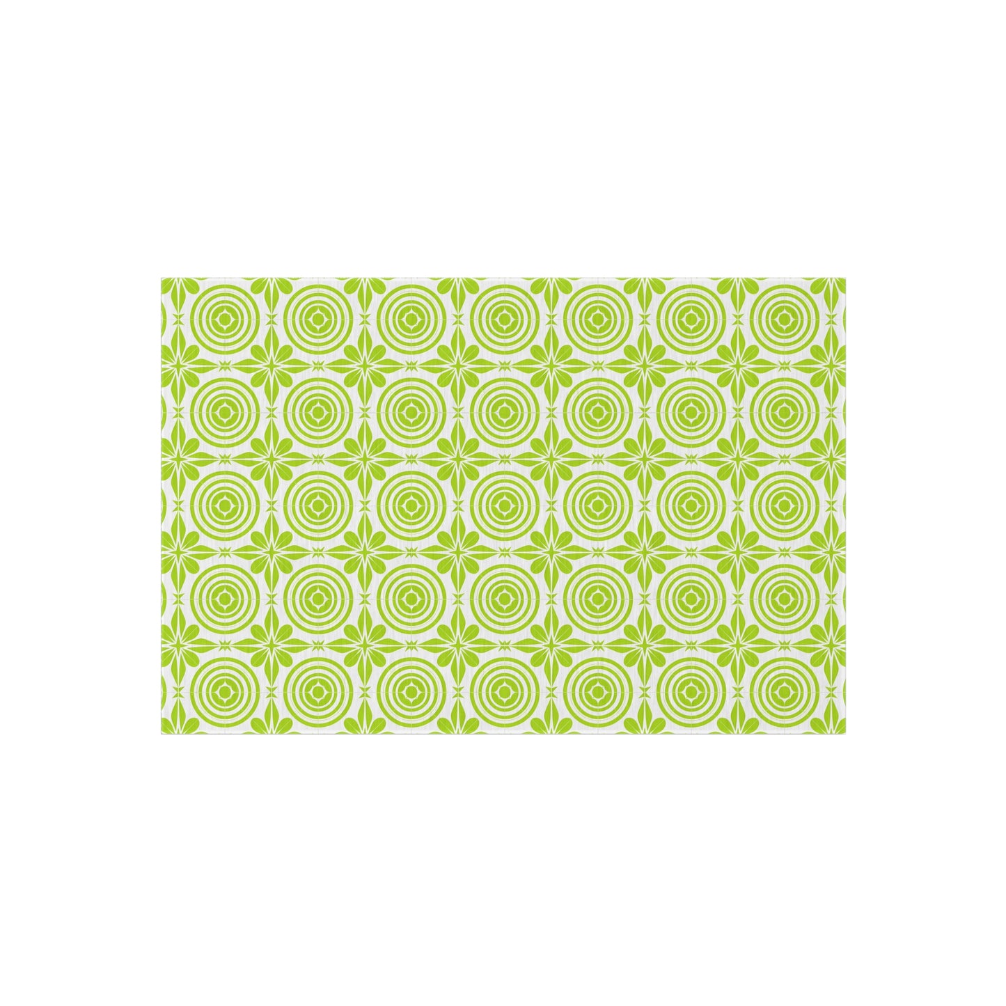 Vibrant Green and White Outdoor Rug, Decorative Patio Mat, Garden Floor Covering, Picnic Area Carpet, Stylish Outdoor Decor