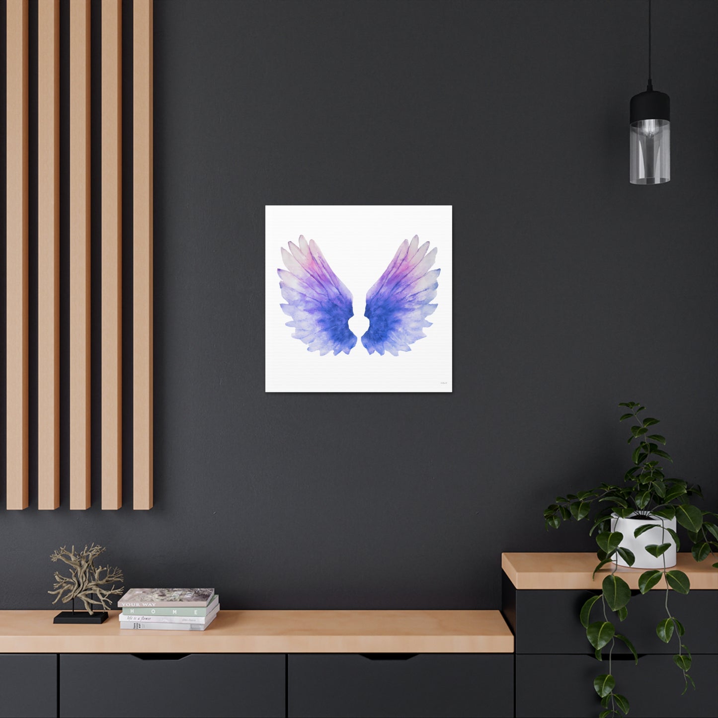 purple angels wings wall art canvas, wall art decor, wall art prints, angel wings art, wings, wall art purple, wall art spiritual