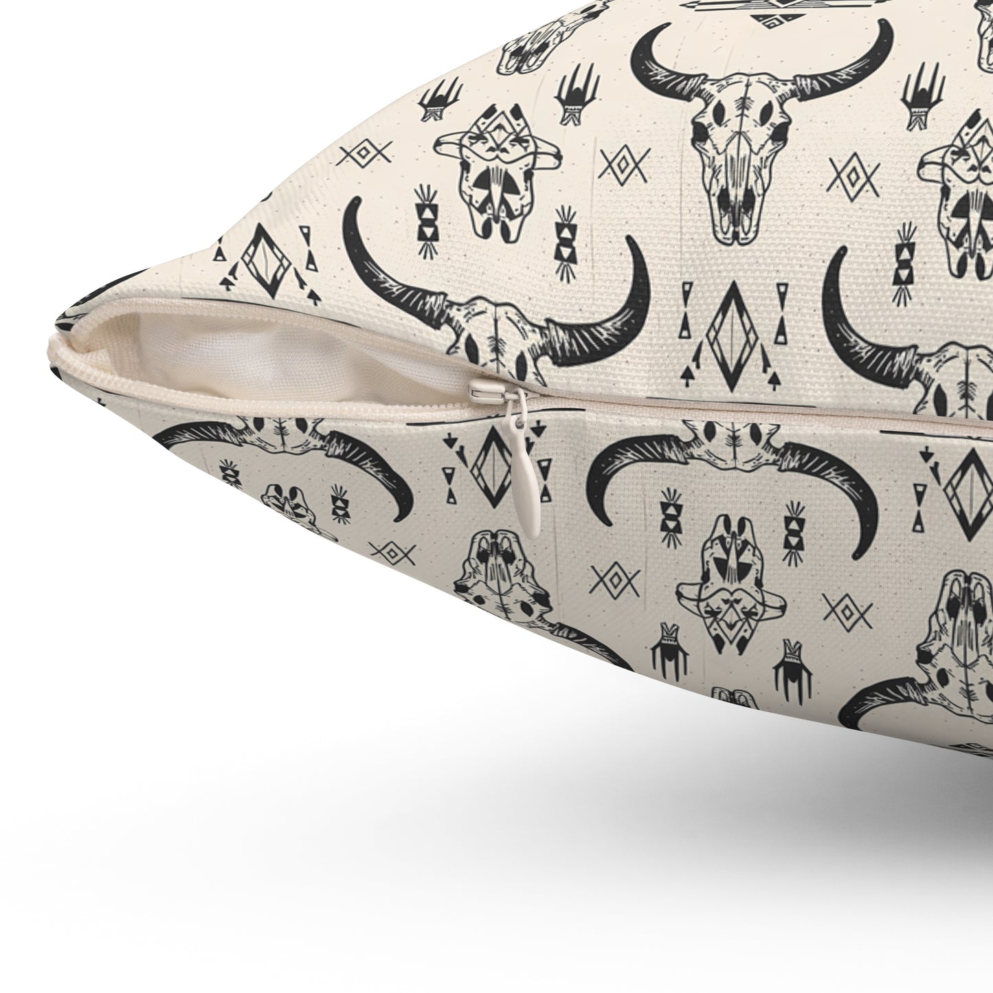 Bohemian Cow Skull Pillow - Rustic Home Decor, Farmhouse Accent, Cozy Living Room, Gift for Cow Lovers, Western Style - LOLA VEGAS ART