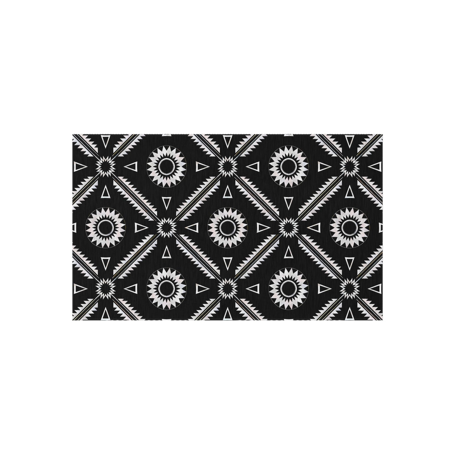 Black and White Southwestern Stylish Outdoor Rug for Patios, Boho Home Decor, Deck Mat, Garden Accent Rug, All-Weather Area Rug - LOLA VEGAS ART