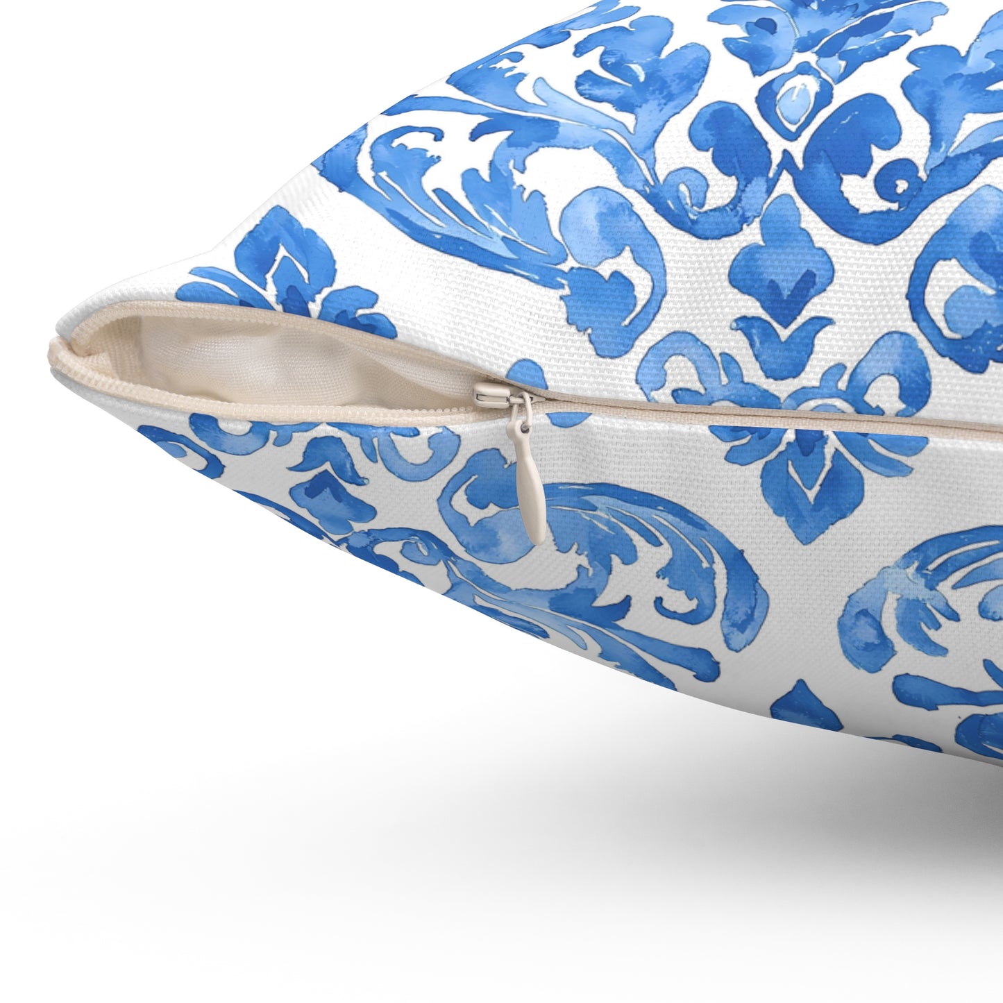 Blue Floral Damask Pillow - Cozy Home Decor, Decorative Couch Cushion, Luxurious Throw Pillow, Elegant Gift for Her, Living Room Accent - LOLA VEGAS ART