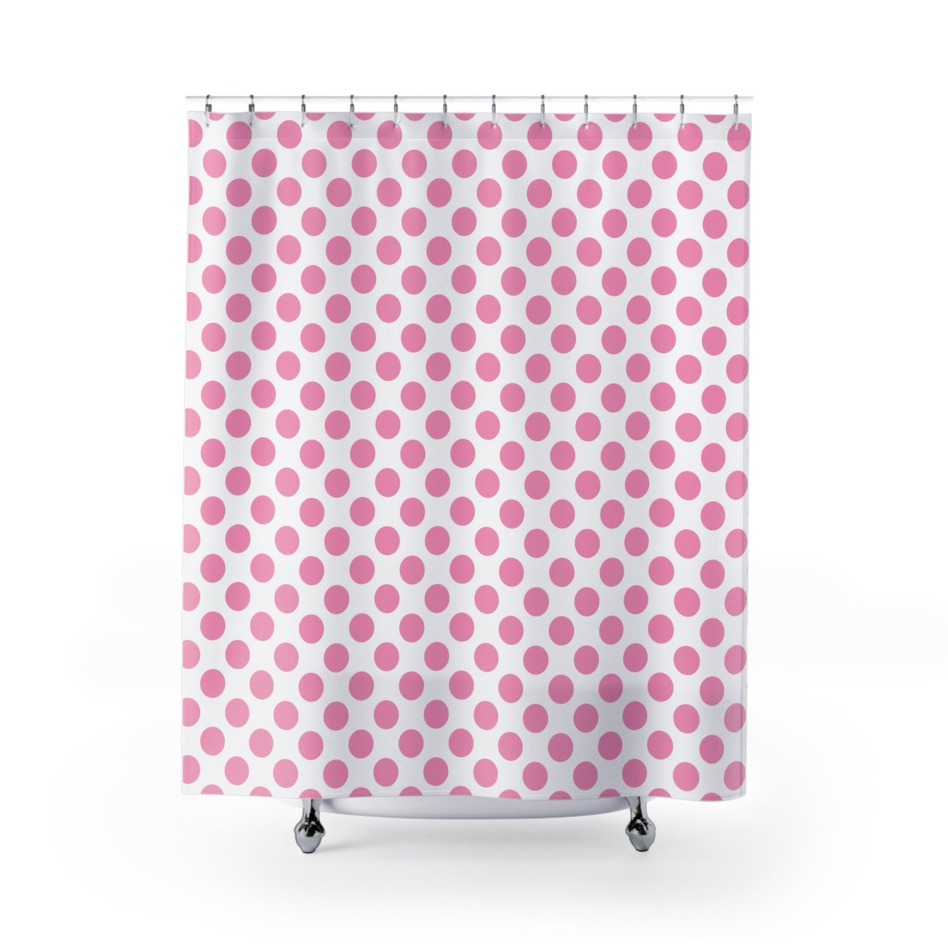 Playful Pink Polka Dot Shower Curtain, Fun Bathroom Decor, Kids Room Accessory, Unique Gift for Her, Modern Bathroom Style, Home Decoration - LOLA VEGAS ART