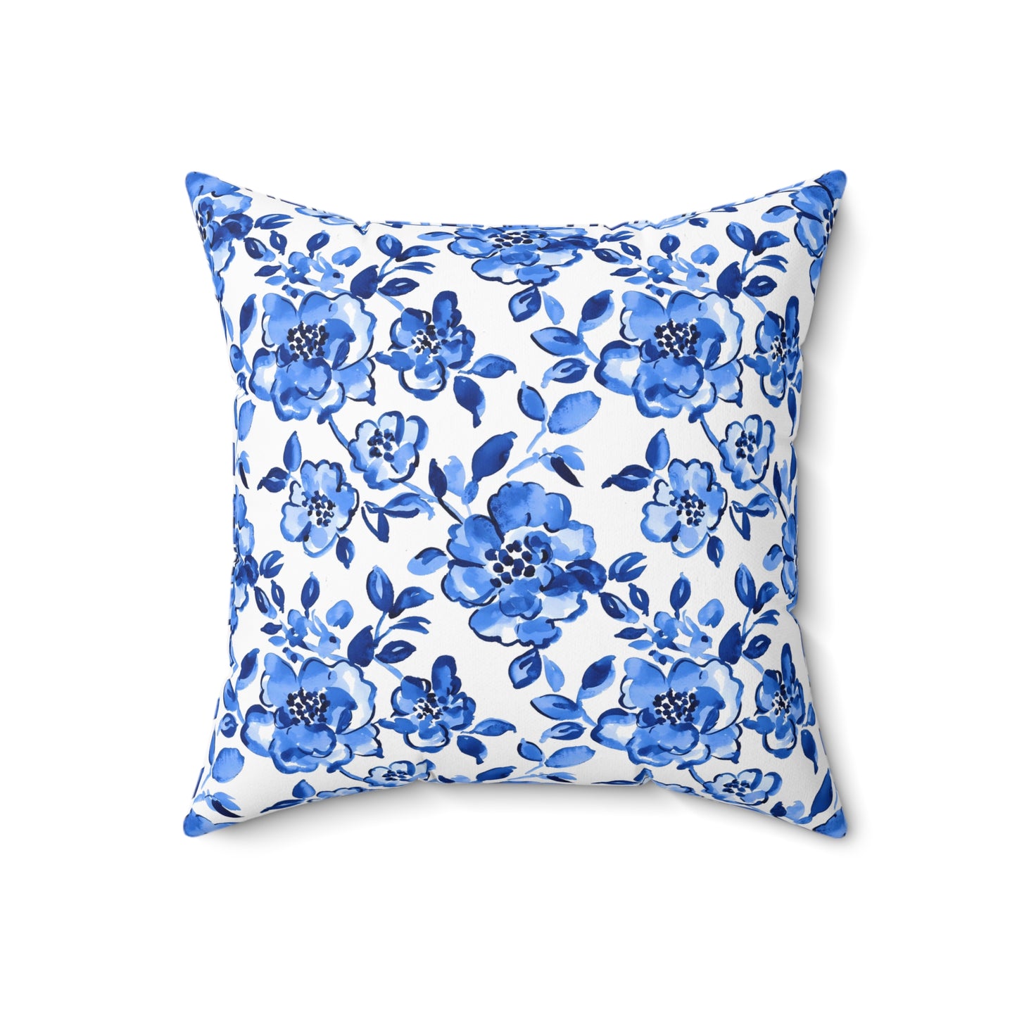 Floral Blue Throw Pillow, Cozy Decor, Home Accent, Gift Idea, Couch Cushion, Living Room Decor, Mother's Day Gift, Chinoiserie Design - LOLA VEGAS ART
