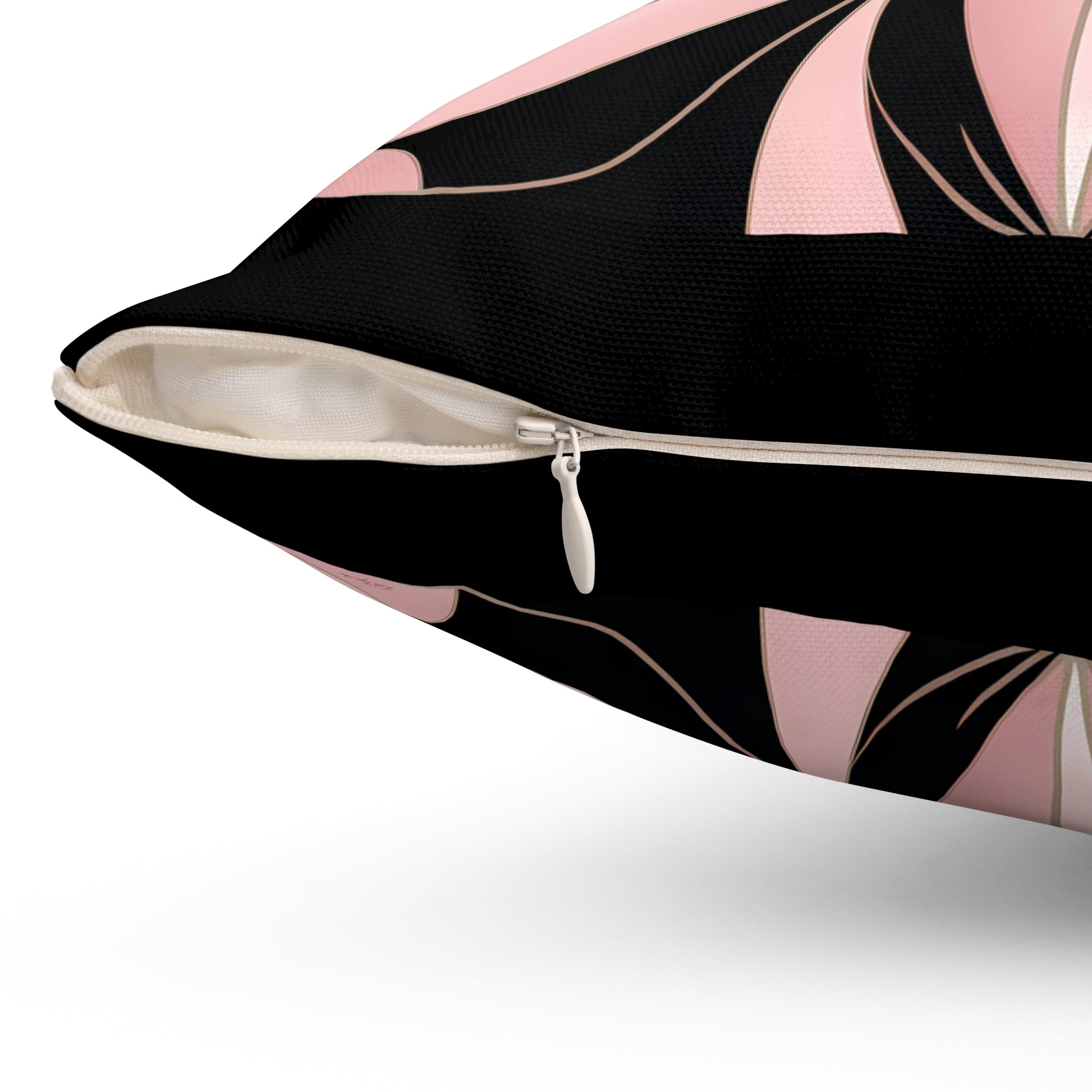 Art Deco Flower Square Pillow, Hollywood Regency Home Decor, Art Nouveau Style, Pink and Black Pillow, Throw Pillow - LOLA VEGAS ART