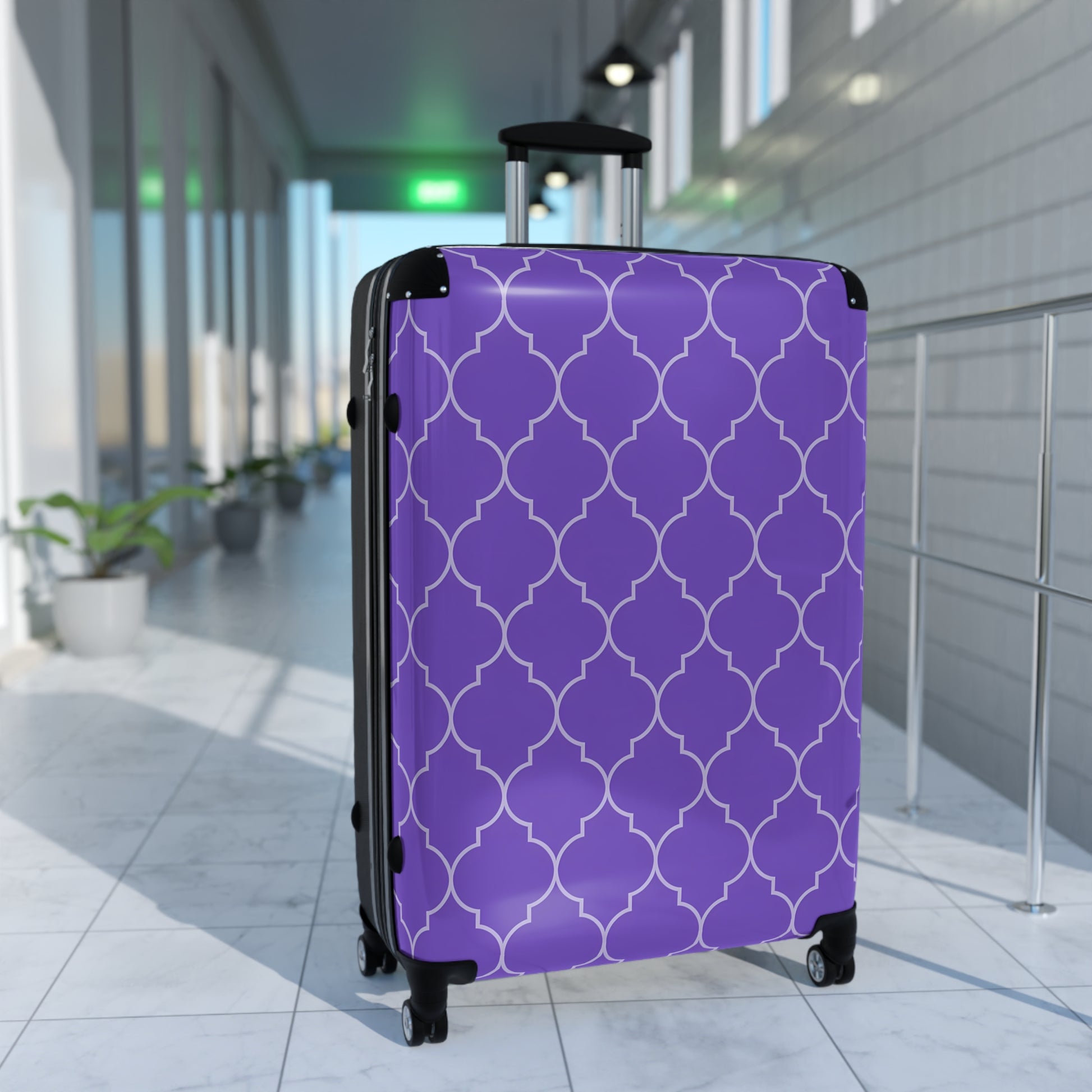 Elegant Purple Patterned Suitcase - Stylish Travel Luggage, Weekend Getaway, Travel Accessories, Vacation Essentials, Gift for Travelers - LOLA VEGAS ART
