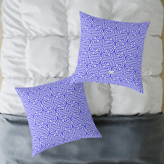 Geometric Greek Key Pattern Periwinkle Pillow | Square Canvas Throw Pillow, Modern Home Decor, Accent Cushion, Gift for Her, Boho Style,