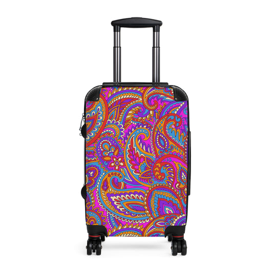 Vibrant Paisley Suitcase - Travel Luggage, Colorful Spinner Bag, Stylish Carry-On for Jetsetters, Vacation Essentials, Gift Idea - LOLA VEGAS ART