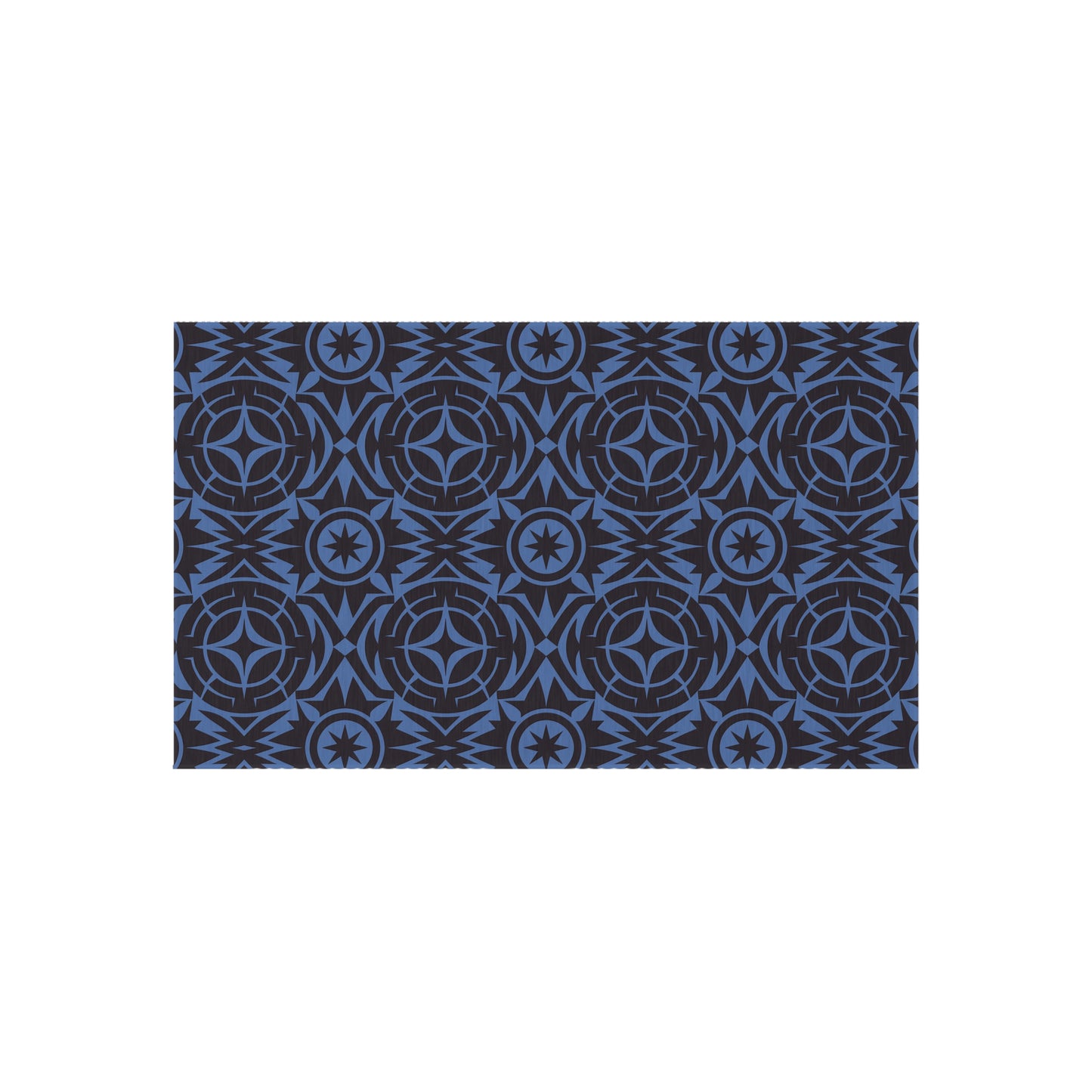 Blue and Black Stylish Outdoor Rug for Patios, Decks, and Porches, Durable Decorative Mat, Outdoor Living Essentials, Seasonal Decorations - LOLA VEGAS ART
