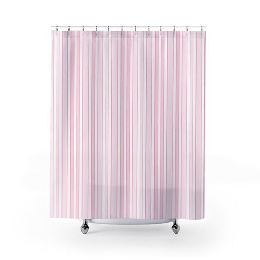 Chic Pink Striped Shower Curtain, Modern Bathroom Decor, Elegant Home Accessories, Gift for Newlyweds, Bathroom Makeover - LOLA VEGAS ART