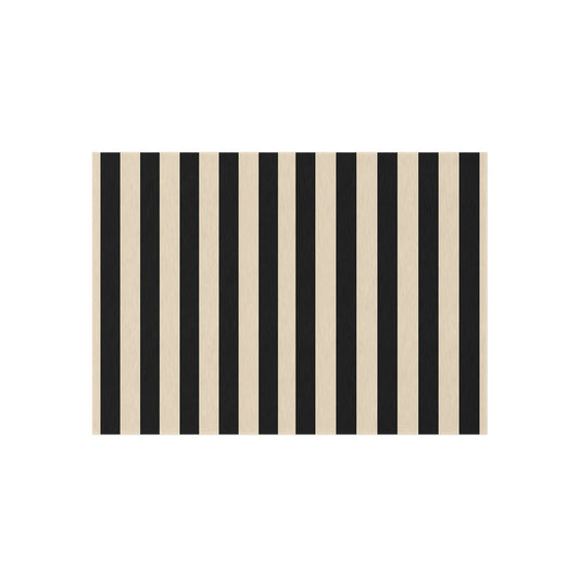 Black and Natural Striped Outdoor/Indoor Rug | Patio Floor Mat