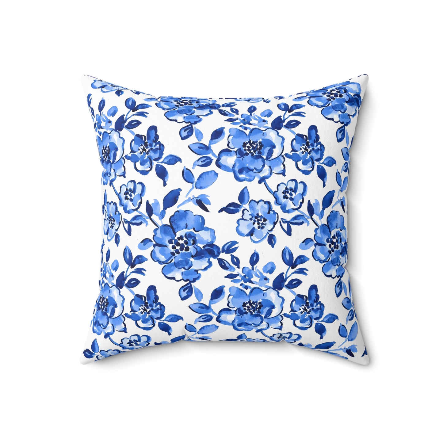 Floral Blue Throw Pillow, Cozy Decor, Home Accent, Gift Idea, Couch Cushion, Living Room Decor, Mother's Day Gift, Chinoiserie Design - LOLA VEGAS ART