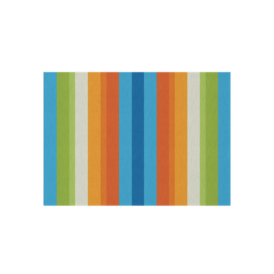 Colorful Vertical Stripe Outdoor/Indoor Rug | Blue Orange Green Patio Mat
