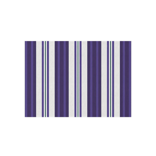 Purple White Stripe Pattern Outdoor/Indoor Rug | Coastal Patio Mat