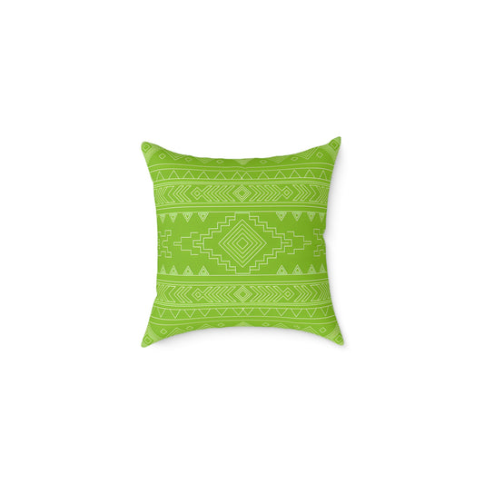 Lime Aztec Pattern Square Pillow | Poly Canvas Pillow