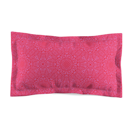 Bohemian Microfiber Pink Pillow Sham, Mandala Pattern Bedding, Cozy Decorative Pillow Cover, Vibrant Bedroom Decor, Unique Gift Idea - LOLA VEGAS ART