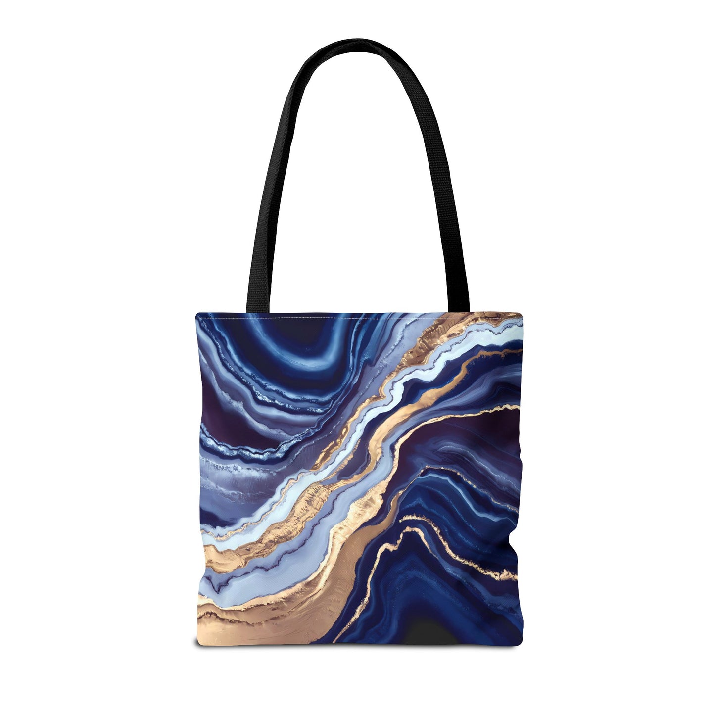Geode Layers Tote Bag, Blue Gold White Abstract Natural Beauty, Large Small Medium Market Reusable Shopping Gift for Her, Shoulder Bag Purse - LOLA VEGAS ART