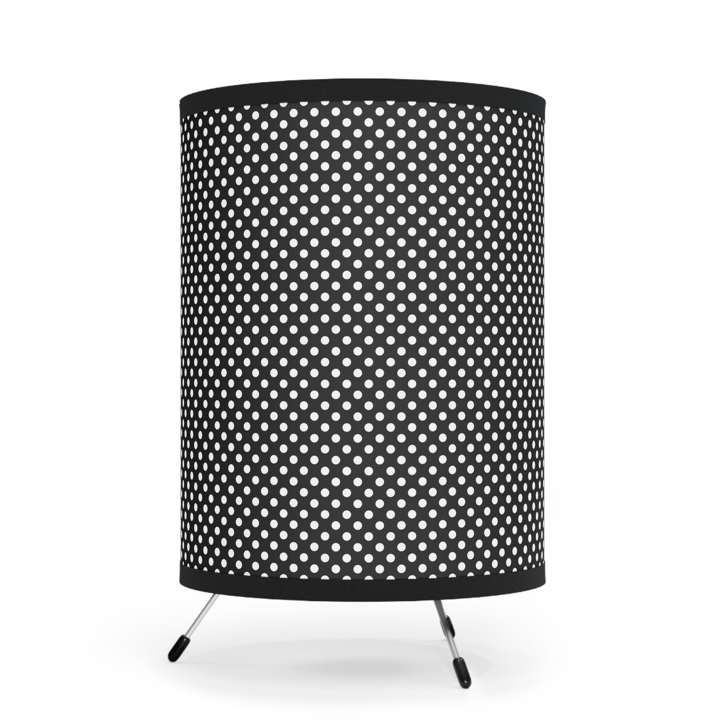 Modern Tripod Lamp with Black and White Polka Dot Shade, Chic Home Decor, Minimalist Lighting, Unique Gift, Bedroom Accent, US/CA Plug - LOLA VEGAS ART