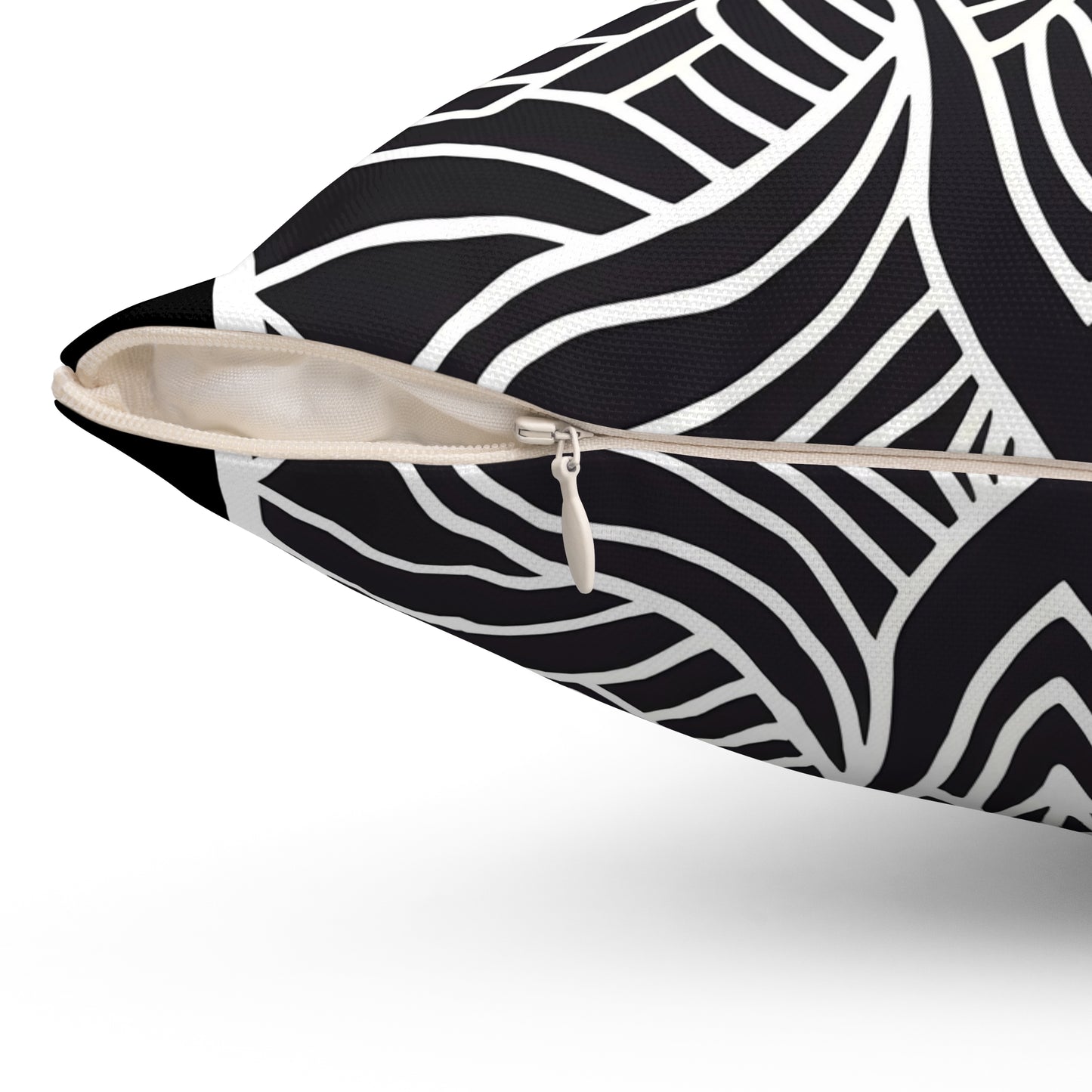 Square Pillow - Black and White Tribal Design Ethnic and Dramatic - LOLA VEGAS ART