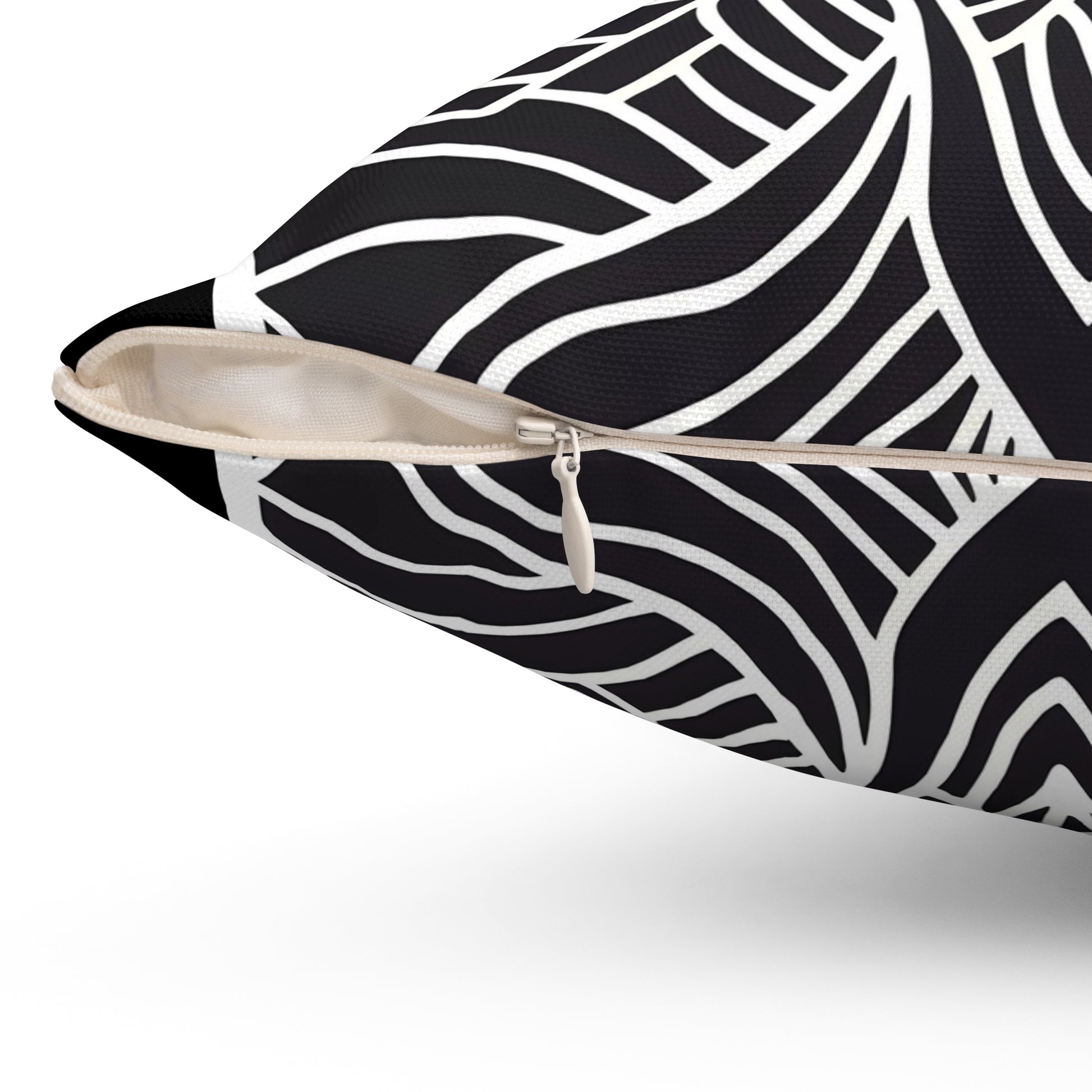 Square Pillow - Black and White Tribal Design Ethnic and Dramatic - LOLA VEGAS ART