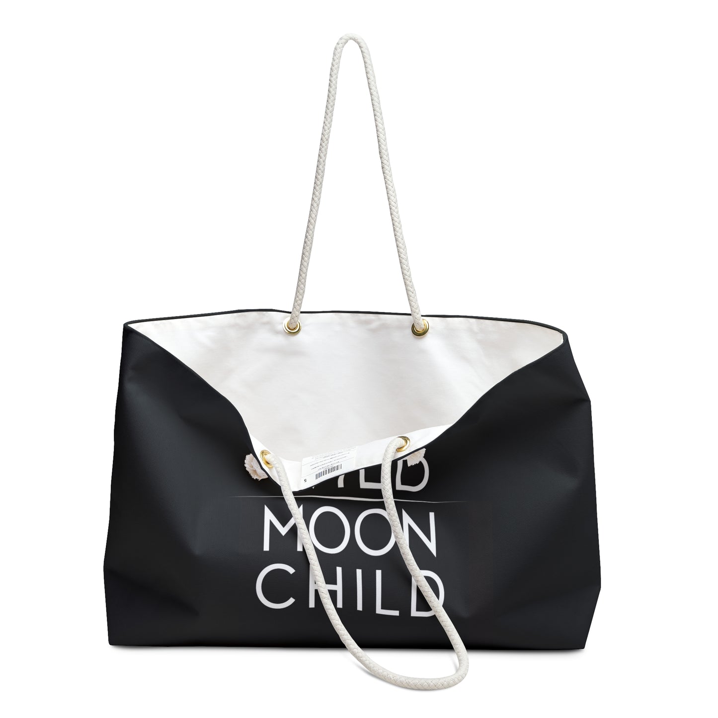 Stay Wild Moon Child Weekender Bag, Black Moon Phases Travel Tote, Boho Overnight Carry On, Large Unisex Duffle, Gift for Traveler - LOLA VEGAS ART