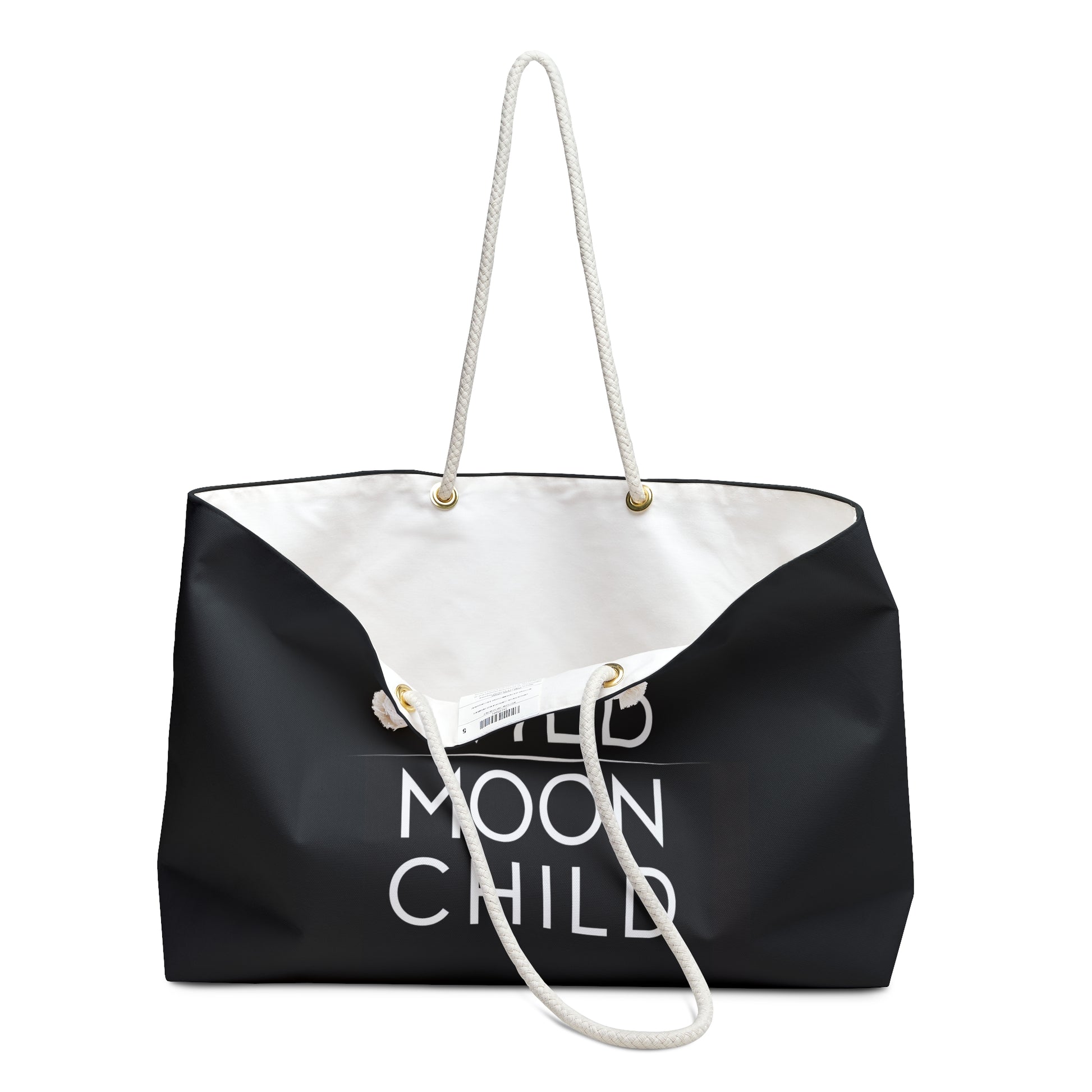 Stay Wild Moon Child Weekender Bag, Black Moon Phases Travel Tote, Boho Overnight Carry On, Large Unisex Duffle, Gift for Traveler - LOLA VEGAS ART