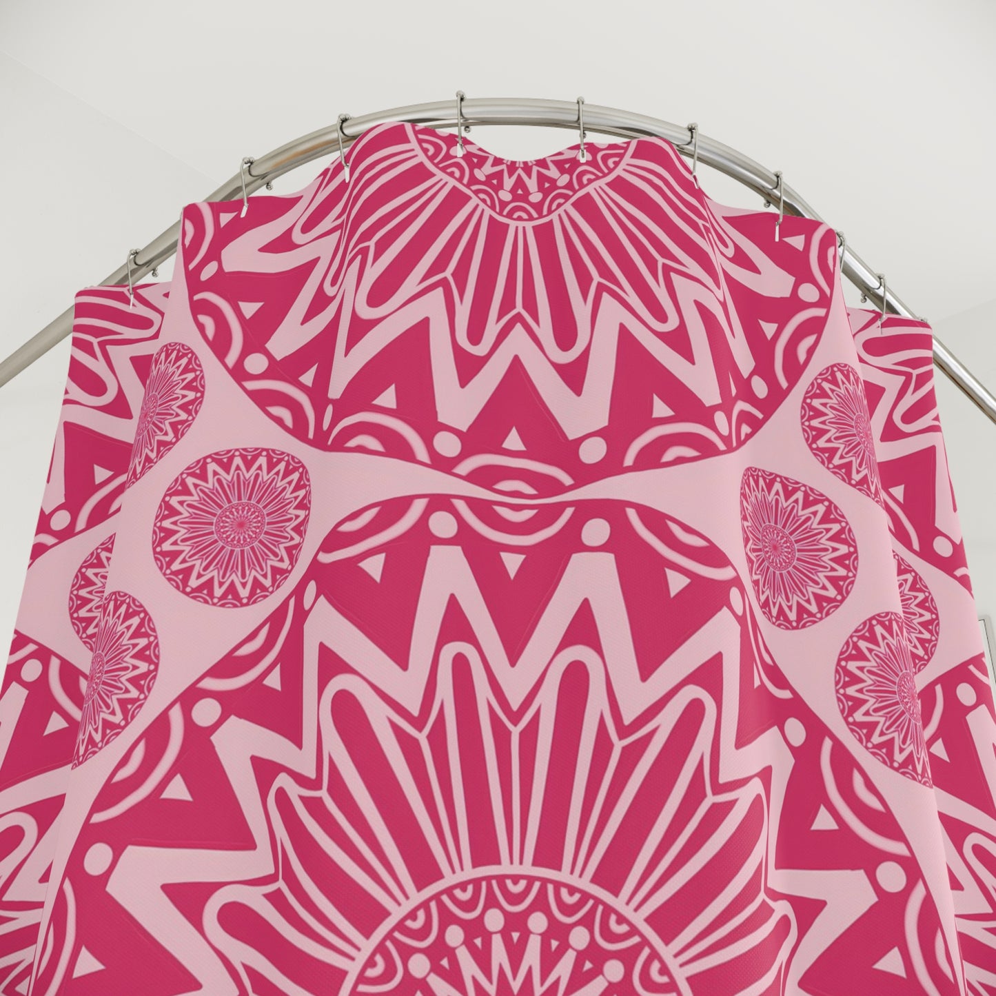 Boho Chic Shower Curtain - Vibrant Floral Pattern, Bathroom Decor, Home and Living, Gift for Her, Bohemian Style, Pink Design