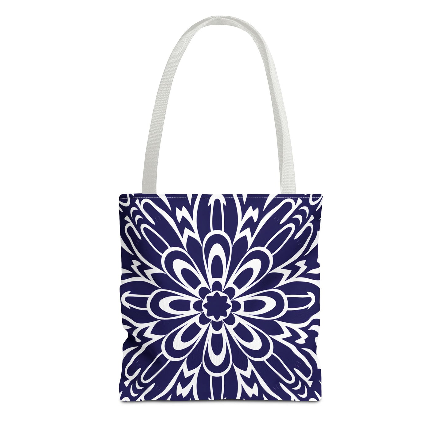 Vibrant Navy Blue and White Floral Tote Bag, Boho Chic Shopper Bag, Eco-Friendly Grocery Tote, Stylish Beach Bag, Gift for Mom or Bride - LOLA VEGAS ART
