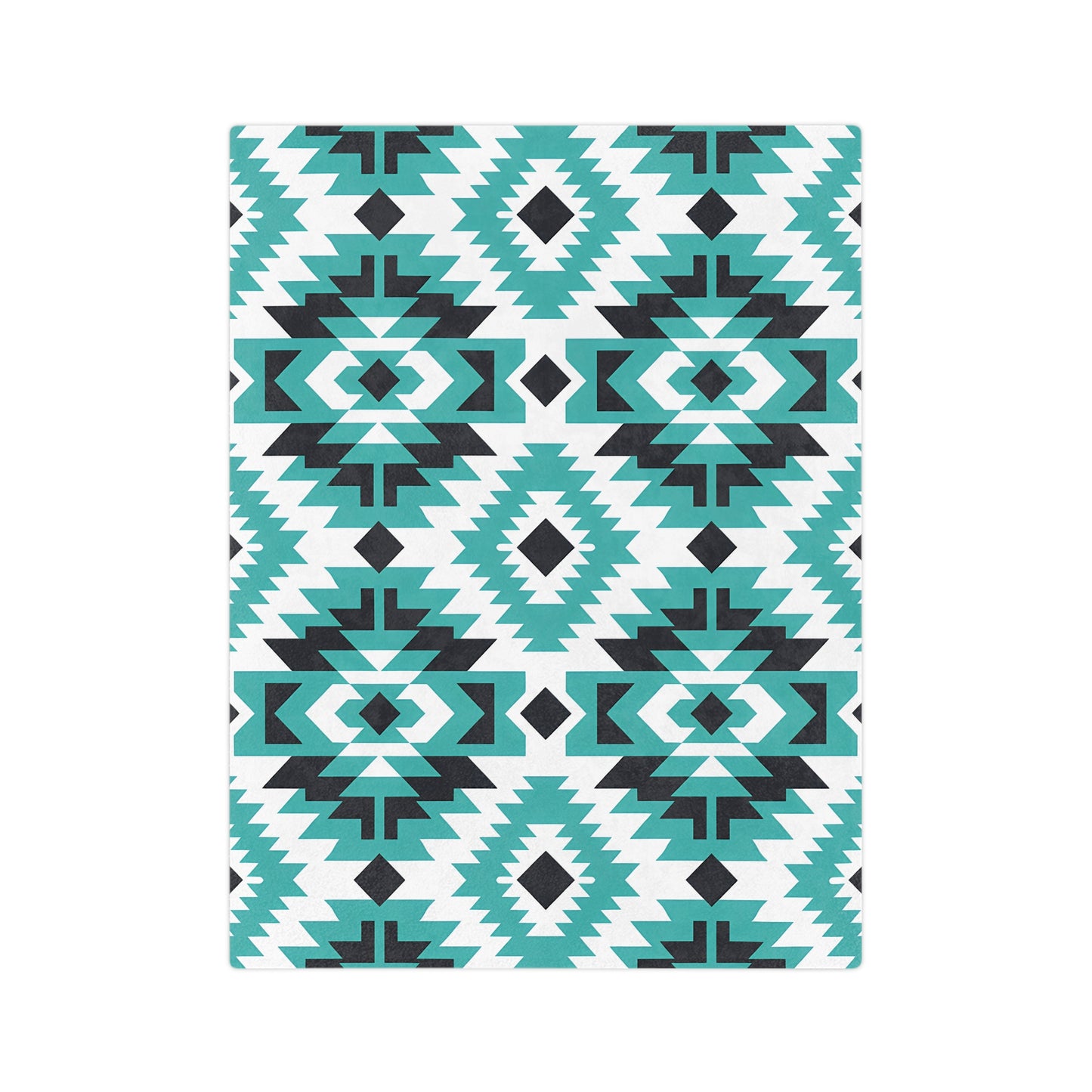 Turquoise Tribal Velveteen Blanket, Cozy Throw for Indoor, Outdoor Use, Perfect Gift for Relaxing & Home Decor, Tribe Pattern - LOLA VEGAS ART